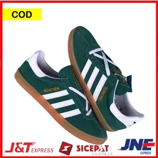 SEPATU ADIDAS MUNCHEN HIJAU ARMY SNEAKERS CASUAL PRIA KETS TALI COWOK SNIKER KASUAL SANTAI TERBARU