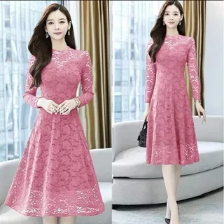 Dress Brukat Wanita Kekinian ERNESTA Dress Pendek Lengan Panjang Premium Dress Brukat Party Dress