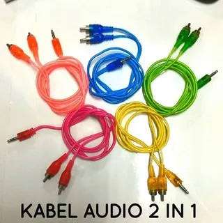 Kabel Audio AUX Jack 3.5mm to RCA 2In1 Transparent Audio Cable - Warna