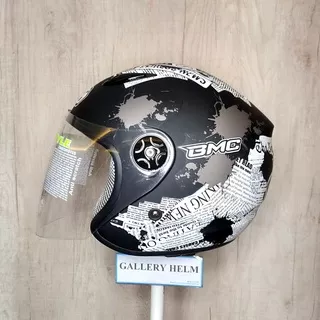 BMC Milan Hot News Black Matt White / helm motif / helm murah / helm half face / helm original / helm bmc