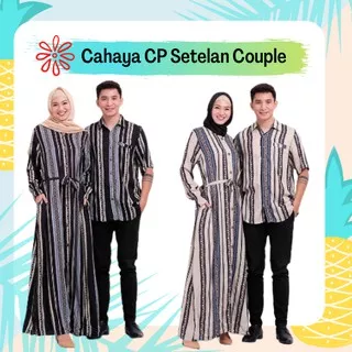 Gamis Couple Pasangan Kapel Cahaya Set Dress Kemeja Cewe Cowo Katun Viscose Baju Muslim Cople Murah