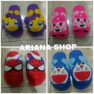 Sendal karakter doraemon, keropi, spiderman, stich, litleponi, thomas