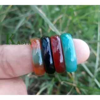 Cincin Pria Wanita Natural Batu Akik Giok Manau Agate Chalcedony  Original Natural Stone