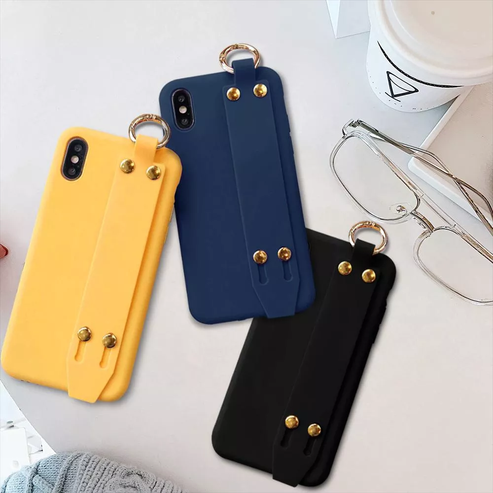 Wrist Band Holder Case iPhone XR X XS XSMax 6 6s 7 8 6plus 8plus 11 11pro 11promax Yellow Navy Black Silicone Soft
