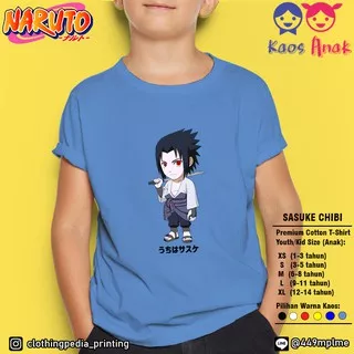 Kaos Baju Anak Sasuke Uchiha Chibi Sharingan Naruto Boruto Kid T-Shirt