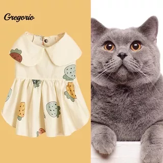 [G-Go] Pet Skirt Lapel Design Cute Print Short Sleeve Cat Dog Summer Pullover Dress for Vacation