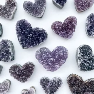 Druzy Amethyst Crystal Heart / Hearts Hati Love Pink Red Black Kristal Crystals Batu Healing Stone