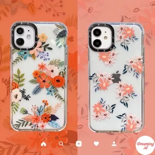 Case iPhone 13 12 Mini 11 Pro X XR XS Max SE 2020 6 6S 7 8 Plus Double Color Anti-Crack Clear Soft TPU Phone Case Motif Red and Pink Flowers