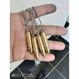 kalung liontin tabung peluru tabung warna kuning TERLARIS