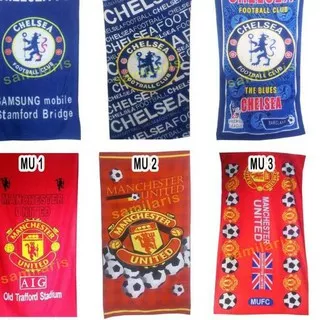 ?W21T HANDUK BOLA BARCELONA CHELSEA REAL MADRID MANCHESTER UNITED JUMBO 140 X 70 CM *Best Coice??