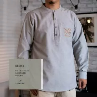 Baju Samase Kemeja Koko Kemko B 140 Light Grey - Oxford