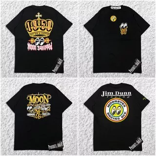 KAOS BAJU MOONEYES EQUIPED JIM DUNN RACING DIVISION T-SHIRT MOON EYES PRIA WANITA IMPORT JAPAN