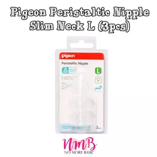 Pigeon Peristaltic Nipple Slim Neck L Hole - 3pcs - Dot Botol Susu Bayi