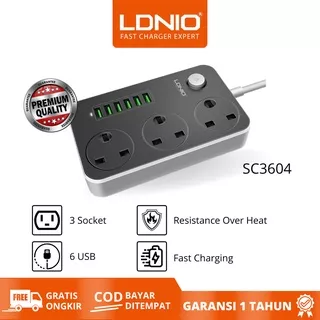 POWER SOCKET LDNIO SC3604 Auto MAX 3.4A POWER STRIP 3 + 6USB Charger