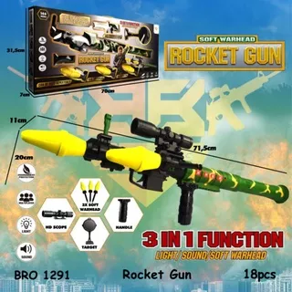 TERBARU MAINAN ANAK TEMBAKAN SOFT WARHEAD ROCKET GUN BRO 1291