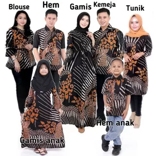 BATIK KELUARGA  KATUN PRIA DAN WANITA AYAH IBU ANAK CEWEK ANAK COWOK KATUN BATIK COPLE FAMILY SARIMBIT BATIK KELUARGA TERBARU BAJU BATIK KELUARGA TERBARU  KEMEJA BATIK GAMIS TUNIK  HEM BLUS ATASAN BATIK KEMEJA BATIK KATUN WARNA HITAM MOTIF BURUNG BUNGA