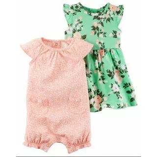 BABY GIRL SET 2IN1 FLOWER GREEN DRESS