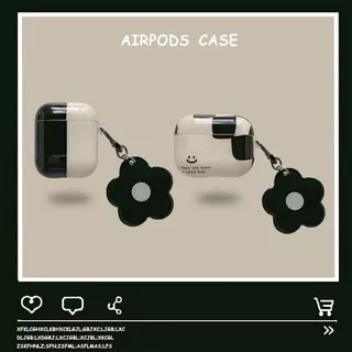 Cool Black White Color Flower Apple AirPods 1 / 2 / 3 Pro wireless Bluetooth Earbuds Accessories  Case Cover