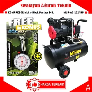 Kompresor angin Mollar Black Panther 10024BP 0,75HP Oiless air compressor 24Liter Silent