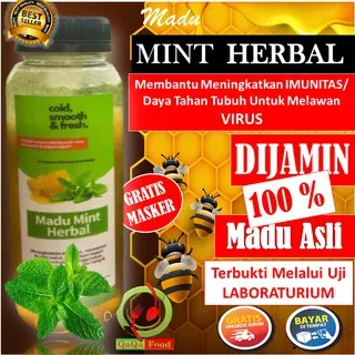 Madu mint herbal madu penurun panas batuk pilek demam masuk angin obat herbal alami 650 gr