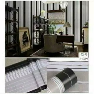 WALLPAPER | WALLPAPER DINDING STICKER MOTIF SALUR HITAM PUTIH ABU | WALLSTICKER 3D 45cm x 10m