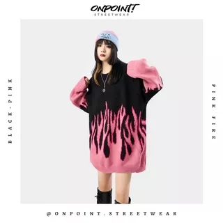 Pink Fire - sweater rajut pria wanita gaya korea kualitas premium streetwear