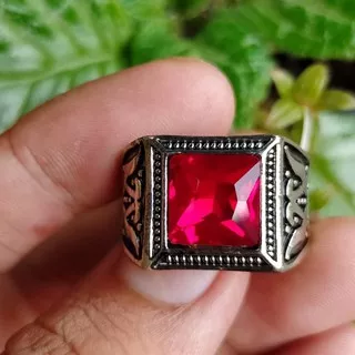 cincin merah siam titanium pria wanita koleksi batu akik safir ruby yakut wulung kalimaya giok opal