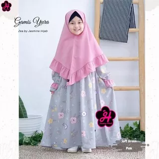 zea - Gamis anak usia 1-8 tahun, Gamis anak wolpeach motif, Gamis anak pastel