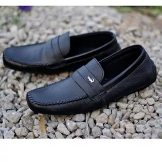 Sepatu Pria Crocodile Slip On Kulit Sapi Asli Hitam | Sepatu Slop Casual Santai Formal Kerja Murah Men Cowo Kasual