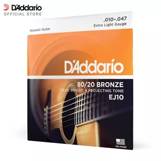 D'Addario EJ10 Bronze Acoustic Guitar Strings, Extra Light, 10-47