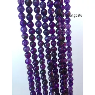 Batu kecubung serat FACET 6mm CUTTING purple amethyst bahan premium amatis amethys kasual korean