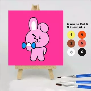 Paint by number BTS BT21 TATA 20x20 Wooden Painting kit/Set Melukis anak/Paket Mewarnai