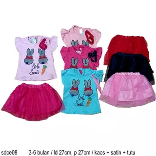 SETELAN IMPORT DENGAN ROK TUTU ANAK USIA 3-12 BULAN - SETELAN BAYI CEWEK ROK TUTU LUCU MURAH SDCE08