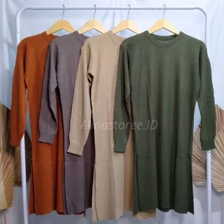 Tunik Rajut Wanita Belah Samping Premium Tebal Panjang Terbaru Cantik Baju Tunik Rajut Lengan Panjang Murah Import Jumbo cewe Tunik Wanita Rajut Panjang Tunik Rajut Wanita Tebal Terbaru  tunik rajut jumbo ld 120 Rajut Tunik Wanita Import Premium Tebal