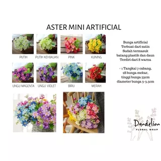 ASTER MINI ARTIFICIAL BUNGA ASTER ARTIFICIAL 28 KUNTUM BUNGA HIAS PREMIUM BUNGA PALSU DEKORASI BUKET