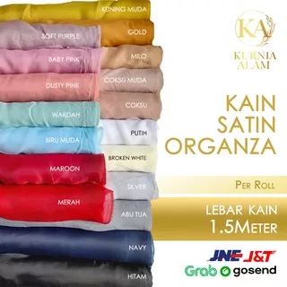 Kain Satin Organza Polos Premium Silk Kaca Per ROLL Lebar 150cm