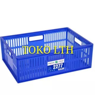 CONTAINER KERANJANG INDUSTRI SERBAGUNA 2277 GREEN LEAF BOX LUBANG