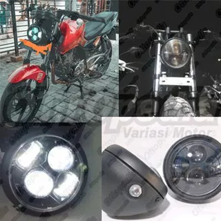 Lampu Depan Headlamp Led Daymaker Bulat 5.75 Inch For Motor Custom Harley W175 CB Scorpio Tiger