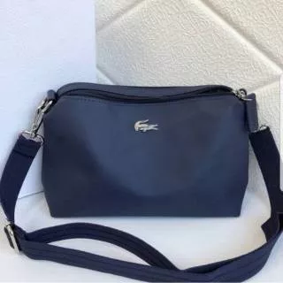 lacoste sling bag / lacoste basic bag / lacoste canvas sling bag  / tas selempang lacoste 2 ruang