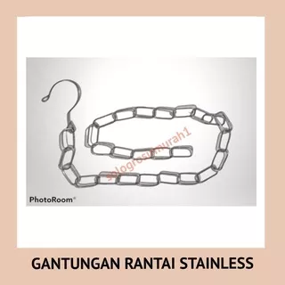 GANTUNGAN BAJU STAINLESS STEEL / GANTUNGAN RANTAI BAJU/ GANTUNGAN RANTAI BAJU 120CM/ Gantungan Hanger Baju Rantai Besi Cantolan Hanger Silver Pajangan Toko murah