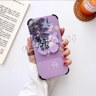 2021 Baru Case hp Samsung Galaxy A22 A32 A42 A52 A72 A12 A02 A02S A71 A51 A21S M32 M02 M12 M51 5G 4G Hard Case Ins Romantic Flowers Butterfly Stand Holder Purple Shockproof Back Phone Cover Kesing Ponsel SamsungA22 Casing