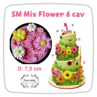 cetakan silikon fondant mix flower 6 cav silicone mould motif bunga TERMURAH