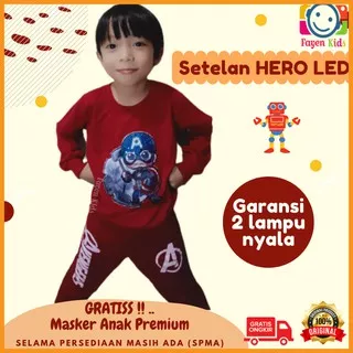 Baju Setelan Stelan Bayi Anak Laki-Laki Sweater Babyterry Jogger Sport Karakter LED SUPERHERO Murah