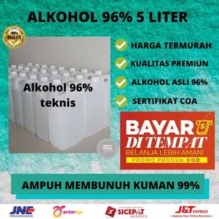 ALKOHOL 96% 5 LITER ALKOHOL TEKNIS ALKOHOL ETHANOL ALKOHOL DISINFEKTAN ALKOHOL ETANOL ALCOHOL MURNI