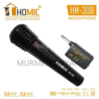 Mic Wireless Microphone Homic HM 308 Microfon Karaoke tanpa kabel