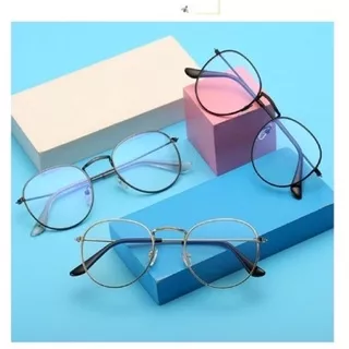 Kacamata / Kacamata Fashion Unisex / Kacamata Korea Frame Besi / Kacamata Oval Retro