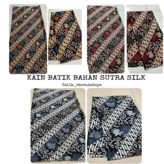 Kain batik bahan sutra silk, Bahan batik semi sutra silk, Batik slik motif mewah, Kain batik meteran