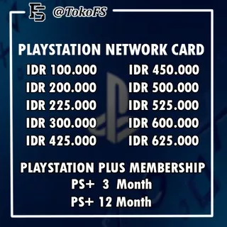 [PROSES 5 MENIT] PlayStation PSN 100-600 & PS Plus 1, 3, 12 Bulan Membership/ INDONESIA Plus REG 3/PS+ ASIA , TOP UP VOUCHER IDR 100k, 200k, 225k, 300k, 400k, 500k, 600k, 700k, 800k, 900k, 1000k, 1jt, 1 juta PS WALLET NETWORK PS 1,PS 2,PS 3,PS 4,PS 5