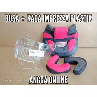 PAKET GM IMPREZZA plastik, Busa helm GM IMPREZZA kancing plastik & Kaca helm GM