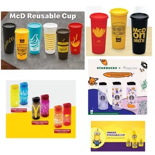 Reusable Tumbler Cup Gelas Edisi McD McDonald McDonalds McDonald`s Colorful Bottle Botol Air Minum Baru Original New Starbucks Starbuck